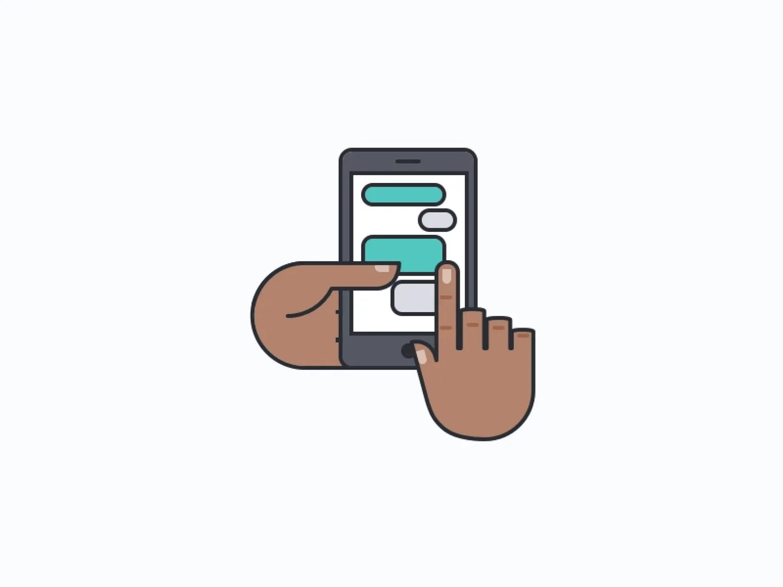 init.ai brand illustration - a hand chatting with a phone